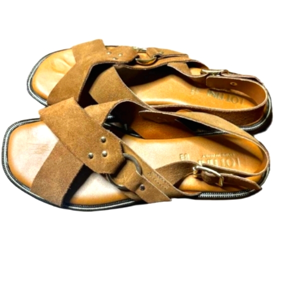 Lottini Women's Brown Suede Women's Sandals Size 7.5 - Picture 1 of 12